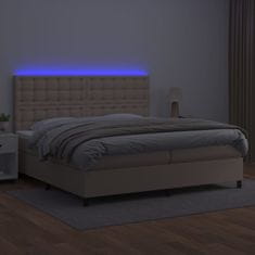 Vidaxl Box spring postelja vzmetnico LED kapučino 200x200 cm um. usnje