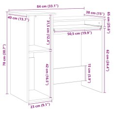 Vidaxl Miza s policami sonoma hrast 84x40x78 cm iverna plošča