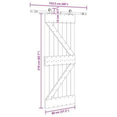 Vidaxl Drsna vrata s kompletom vodil 80x210 cm trdna borovina