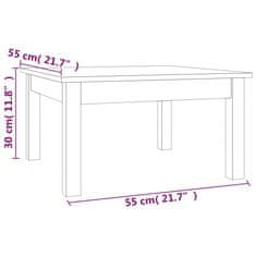 Vidaxl Klubska mizica bela 55x55x30 cm trdna borovina