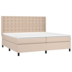 Vidaxl Box spring postelja vzmetnico LED kapučino 200x200 cm um. usnje