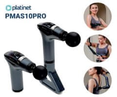 Platinet PMAS10PRO masažna pištola, 3v1, 12 stopenj, 4 nastavki, črna