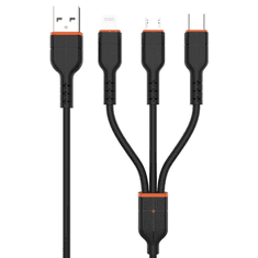 Polnilni kabel 3,2A Quick Charge - 3v1 - Lightning, Micro USB, Type C