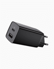 Adapter hišni polnilec 220V Gun2Lite Quick Charge 65W vhod 1x USB A in 1x Type C - Original (EU Blister) črn