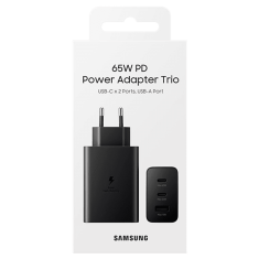 Hišni Power adapter Trio EP-T6530NBE 65W vhod 1x USB A in 2x Type C - Original (EU Blister) črn