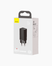 Adapter hišni polnilec 220V Gun2Lite Quick Charge 65W vhod 1x USB A in 1x Type C - Original (EU Blister) črn