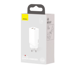 Adapter hišni polnilec 220V Gun2Lite Quick Charge 65W vhod 1x USB A in 1x Type C - Original (EU Blister) bel