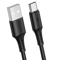 Podatkovni kabel BX47 Type C na USB 1m QC 3A črn