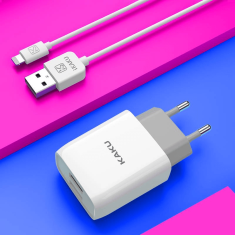 Hišni polnilec Q/HHDZ 2,4A 2x USB vtič s polnilnim kablom Lightning bel