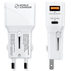 Svetovni adapter Quick Charge 20W izhod USB in Type C- Original (EU Blister) bel