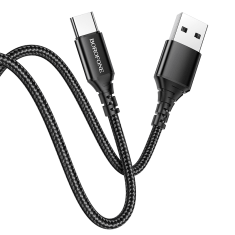 Podatkovni kabel BX54 (Fast Charge) 3A vhod Type-C na USB-A 1m, črn