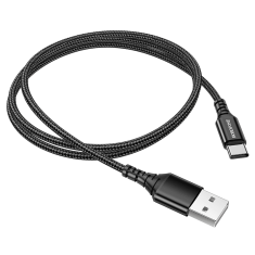 Podatkovni kabel BX54 (Fast Charge) 3A vhod Type-C na USB-A 1m, črn