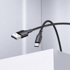 Podatkovni kabel BX54 (Fast Charge) 3A vhod Type-C na USB-A 1m, črn