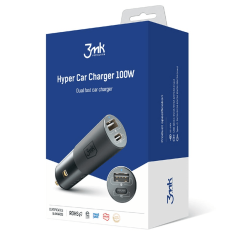 Avtopolnilec Hyper dual charger adapter USB A in Type C PD 100W 3,0 QC - siv