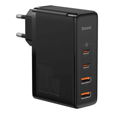 Adapter hišni polnilec 220V Gun2 Pro Quick Charge 100W vhod 2x USB A in 2x Type C - Original (EU Blister) črn