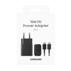 Hišni polnilec Fast Charge EP-T1510XBE 15W PD + kabel EP-DA705BBE TYPE C črn - original