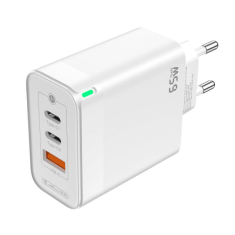 Hišni polnilec adapter C79 220V Gun Quick Charge PD 65W vhod 1x USB A in 2x Type C - (s kablom Lightning- TypeC) 3.0 bel