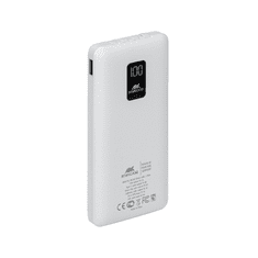 Prenosna baterija VA2210 ("Powerbank") 10.000 mAh 10W, bel, z LCD ekranom in 4 podatkovni kabli (MicroUSB, Type-C, Lightning, USB-A) za vse telefone in tablice