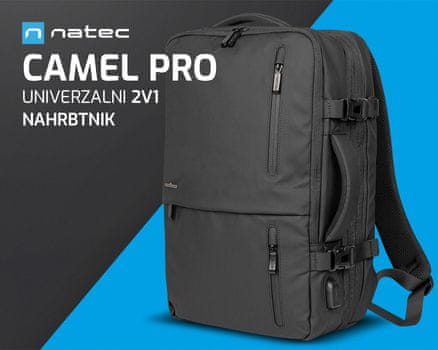  Natec Camel Pro univerzalni 2v1 nahrbtnik, raztegljiv, črn