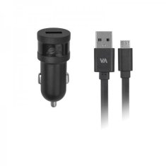 AVTO POLNILEC VA4211 1A + podatkovno polnilni kabel MicroUSB