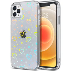 Onasi Clear Case silikonski ovitek Hologram za iPhone 13 Pro - prozoren s srčki