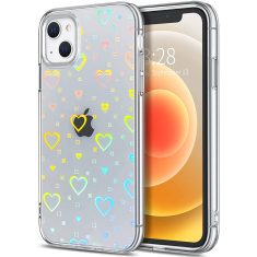 Onasi Clear Case silikonski ovitek Hologram za iPhone 13 6.1 - prozoren s srčki