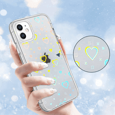 Onasi Clear Case silikonski ovitek Hologram za iPhone 13 6.1 - prozoren s srčki