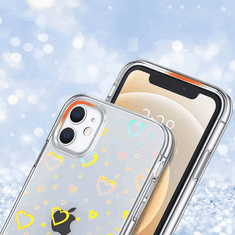 Onasi Clear Case silikonski ovitek Hologram za iPhone 13 6.1 - prozoren s srčki