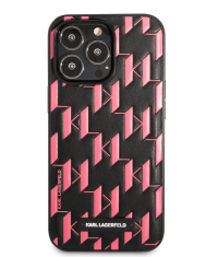 Karl Lagerfeld Originalen ovitek iPhone 13 Pro Max - Monogram Plaque - črno pink zaščita - KLHCP13XMNMP1P