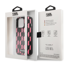 Karl Lagerfeld Originalen ovitek iPhone 13 Pro Max - Monogram Plaque - črno pink zaščita - KLHCP13XMNMP1P