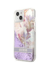 Guess GUHCP13MLFLSU silikonski ovitek za iPhone 13 6.1 - vijola Flower z bleščicami