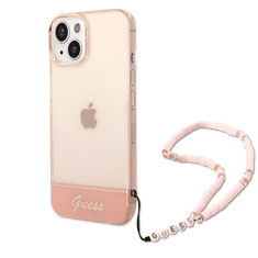 Guess GUHCP14MHGCOHP za iPhone 14 Plus - roza silikonski ovitek s perla zapestnico