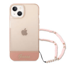 Guess GUHCP14MHGCOHP za iPhone 14 Plus - roza silikonski ovitek s perla zapestnico