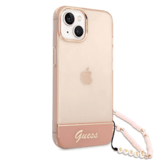 Guess GUHCP14MHGCOHP za iPhone 14 Plus - roza silikonski ovitek s perla zapestnico