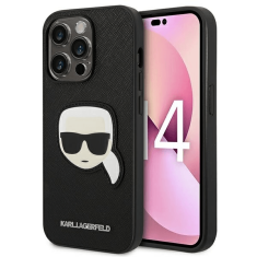 Karl Lagerfeld Originalen ovitek iPhone 14 Pro - Karls Head - črna zaščita - KLHCP14LSAPKHK