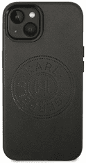 Karl Lagerfeld Originalen ovitek iPhone 14 Plus 6.7 - Perforated Logo - črna usnjena zaščita - KLHCP14MFWHK