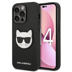 Karl Lagerfeld Originalen ovitek iPhone 14 Pro Max - Choupette Head - črna zaščita - KLHCP14XSAPCHK