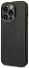 Karl Lagerfeld Originalen ovitek iPhone 14 Pro Max - Perforated Logo - črna usnjena zaščita - KLHCP14XFWHK