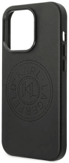 Karl Lagerfeld Originalen ovitek iPhone 14 Pro Max - Perforated Logo - črna usnjena zaščita - KLHCP14XFWHK