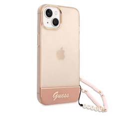 Guess GUHCP14SHGCOHP za iPhone 14 6.1 - roza silikonski ovitek s perla zapestnico