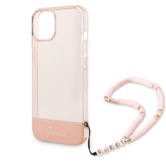 Guess GUHCP14SHGCOHP za iPhone 14 6.1 - roza silikonski ovitek s perla zapestnico