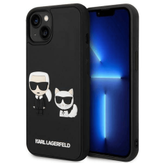 Karl Lagerfeld Originalen ovitek iPhone 14 6.1 - Full Bodies 3D - črna trda zaščita KLHCP14S3DRKCK