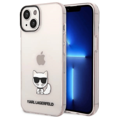 Karl Lagerfeld Originalen ovitek iPhone 14 Plus 6.7- Choupette Logo - prozorno roza ovitek - KLHCP14MCTTRI