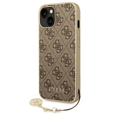 Guess GUHCP14MGF4GBR silikonski ovitek za iPhone 14 Plus - rjav z obeskom