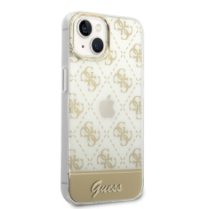 Guess GUHCP14SHG4MHG ovitek za iPhone 14 6.1 - prozoren z zlatimi potiskom