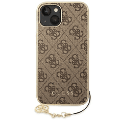 Guess GUHCP14MGF4GBR silikonski ovitek za iPhone 14 Plus - rjav z obeskom