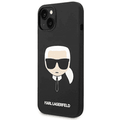 Karl Lagerfeld Originalen ovitek iPhone 14 6.1 - Karls Head - črn silikonska zaščita - KLHCP14SSLKHBK