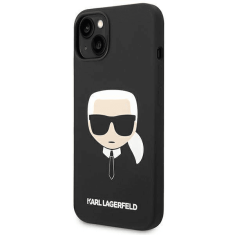 Karl Lagerfeld Originalen ovitek iPhone 14 Plus - Karls Head - črn silikonska zaščita - KLHCP14MSLKHBK