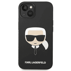 Karl Lagerfeld Originalen ovitek iPhone 14 6.1 - Karls Head - črn silikonska zaščita - KLHCP14SSLKHBK