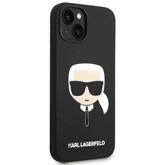 Karl Lagerfeld Originalen ovitek iPhone 14 6.1 - Karls Head - črn silikonska zaščita - KLHCP14SSLKHBK